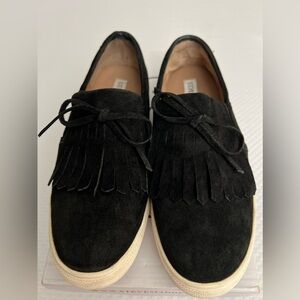 Steve Madden Black Suede Loafer Slip-On Sneakers Size 7
